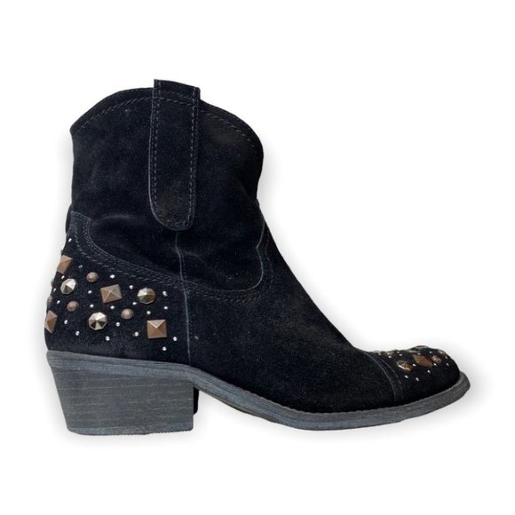 Arnold Churgin Black Suede Studded  Ankle Booties - Picture 2 of 12